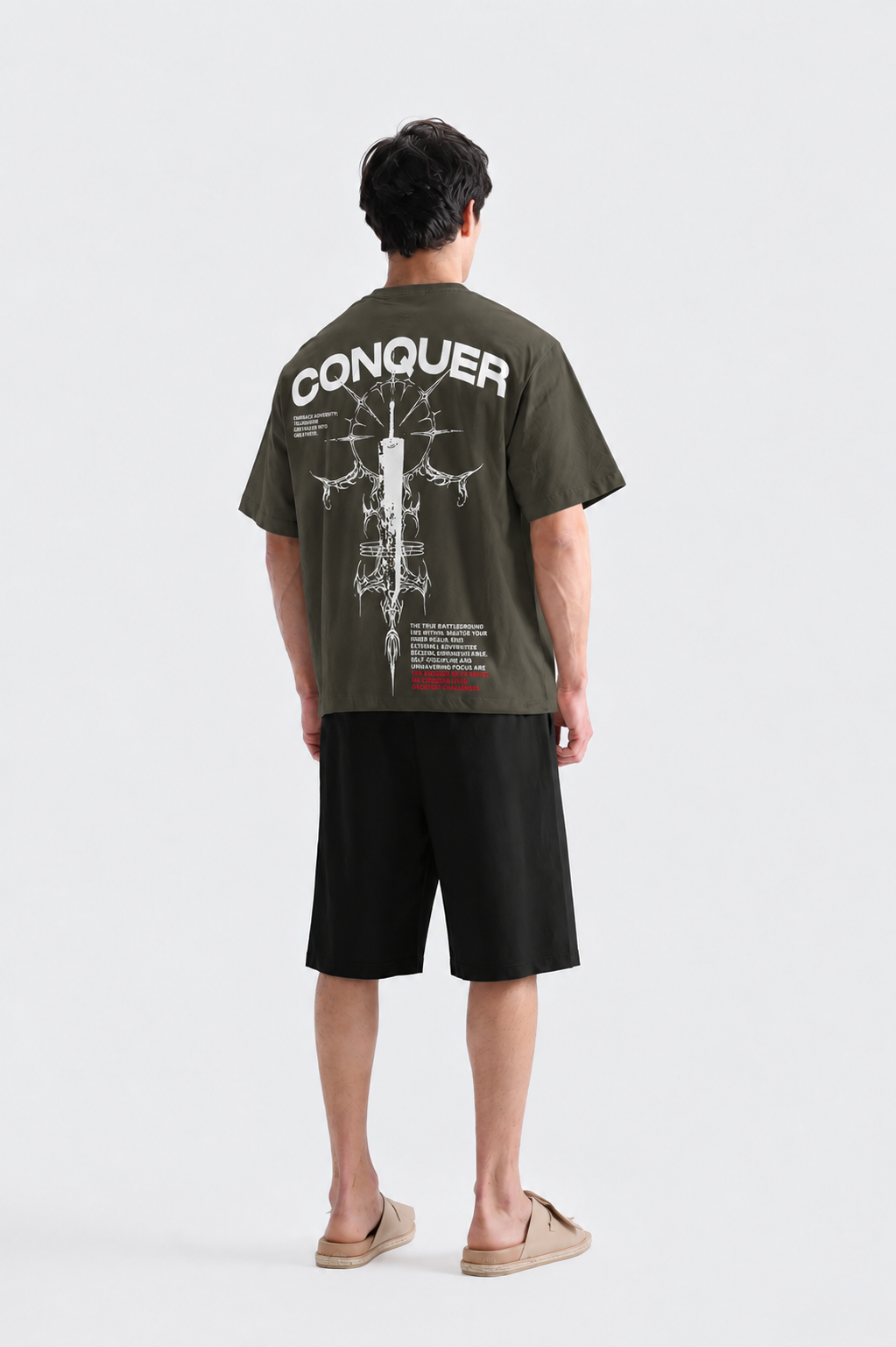 Conquer Olive  Drop Shoulder