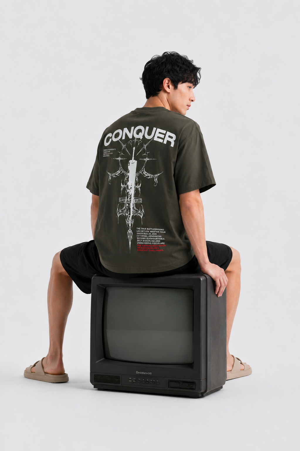 Conquer Olive  Drop Shoulder