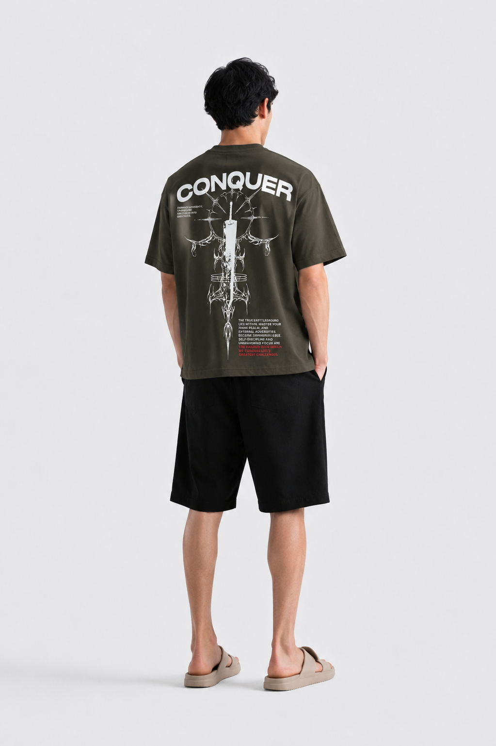 Conquer Olive  Drop Shoulder
