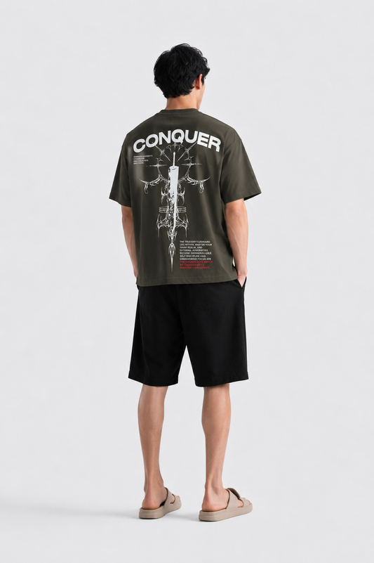 Conquer Olive  Drop Shoulder