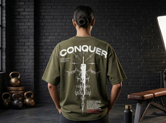Conquer Olive  Drop Shoulder