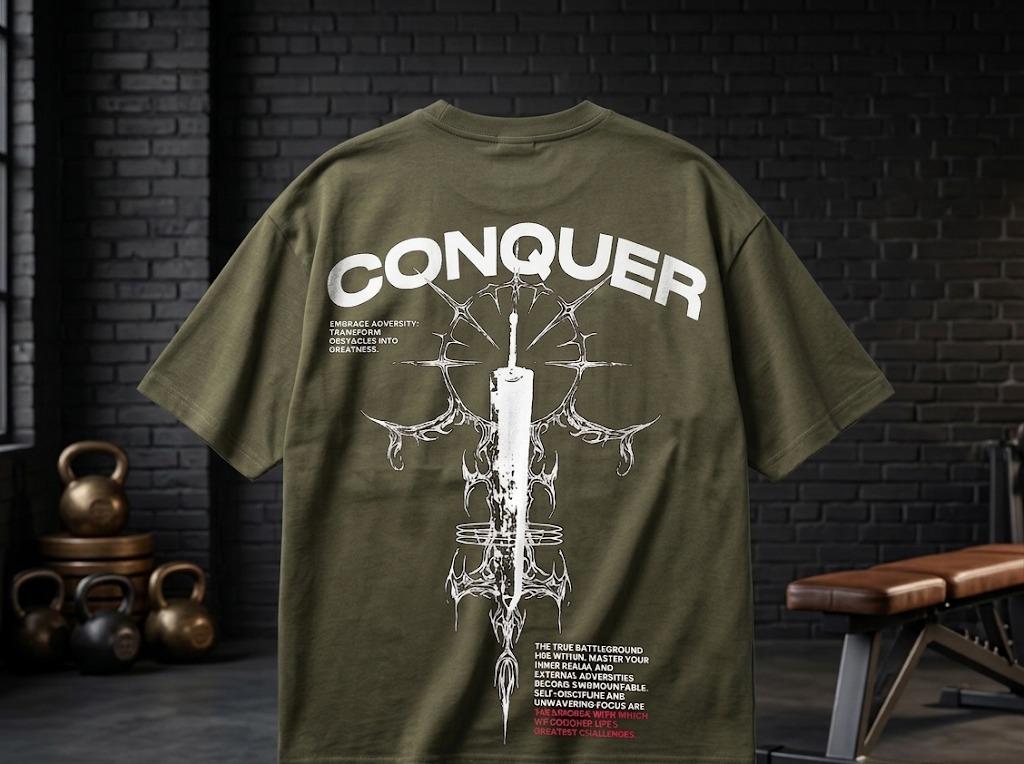 Conquer Olive  Drop Shoulder